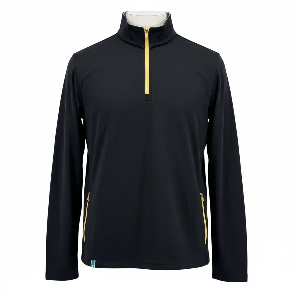 Chubbies Men Black 1/4 Zip Long Sleeve Pullover Sweatshirt Size Large Hiking NEW - Picture 2 of 14